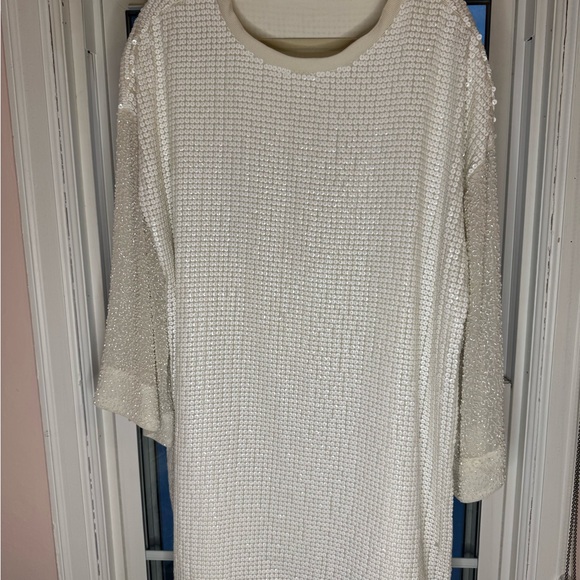 Anthropologie Let Me Be Sequin Mini Dress Bridal Wedding Beaded - Picture 3 of 7